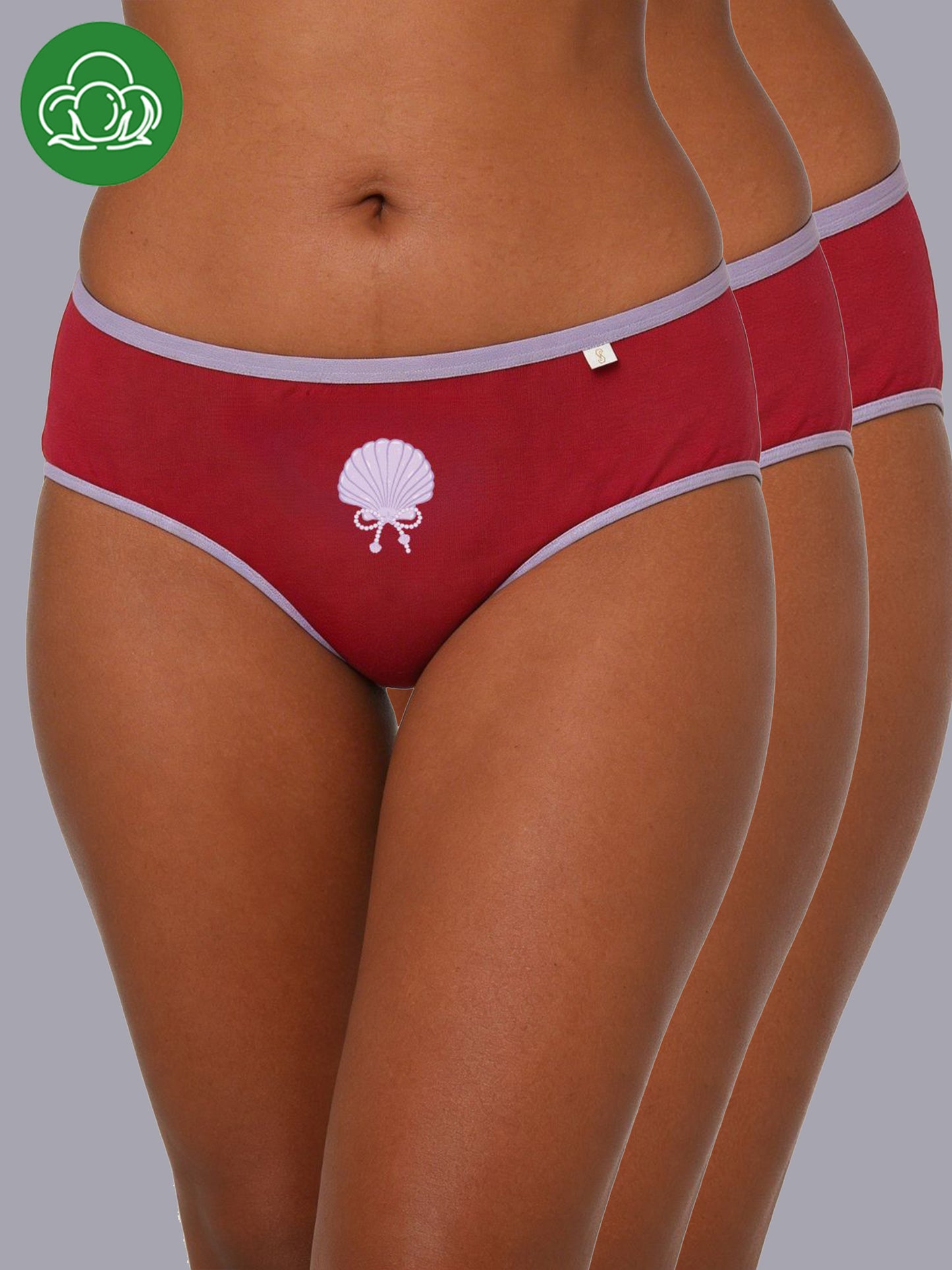 Inner Sense Women Bamboo Medium-Rise Pack of 3 Bikini Briefs-ISPB202-3Maroon-