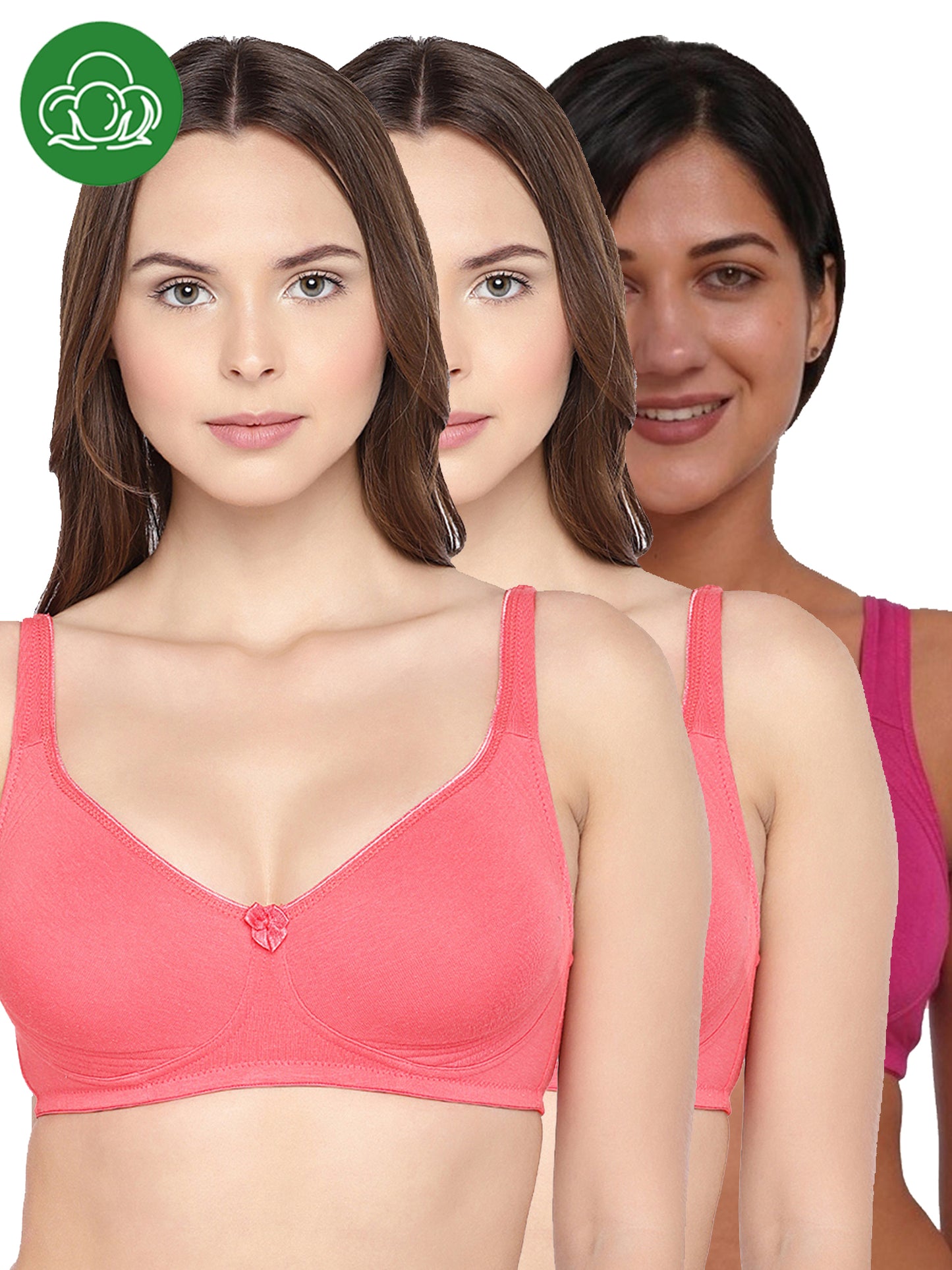 Inner Sense Women Bamboo Cotton Non-Wired Non Padded Bra-ISB057-Bright Pink_Bright Pink_Maroon