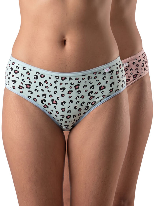 Inner Sense Women Bamboo Medium-Rise Pack of 2 Bikini Briefs-ISPB201-Aqua_pinkcheetah