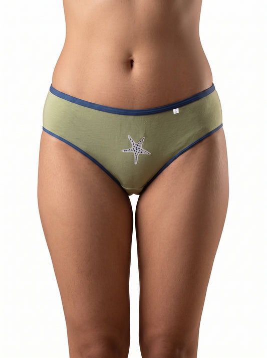 Inner Sense Women Bamboo Medium-Rise Bikini Briefs-ISPB202-Avocado-