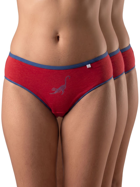 Inner Sense Women Bamboo Medium-Rise Pack of 3 Bikini Briefs-ISP040-3Pointsetia