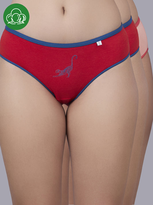 Inner Sense Women Bamboo Medium-Rise Pack of 3 Bikini Briefs-ISP040-Pointsetia_Pointsetia_PeachyPink
