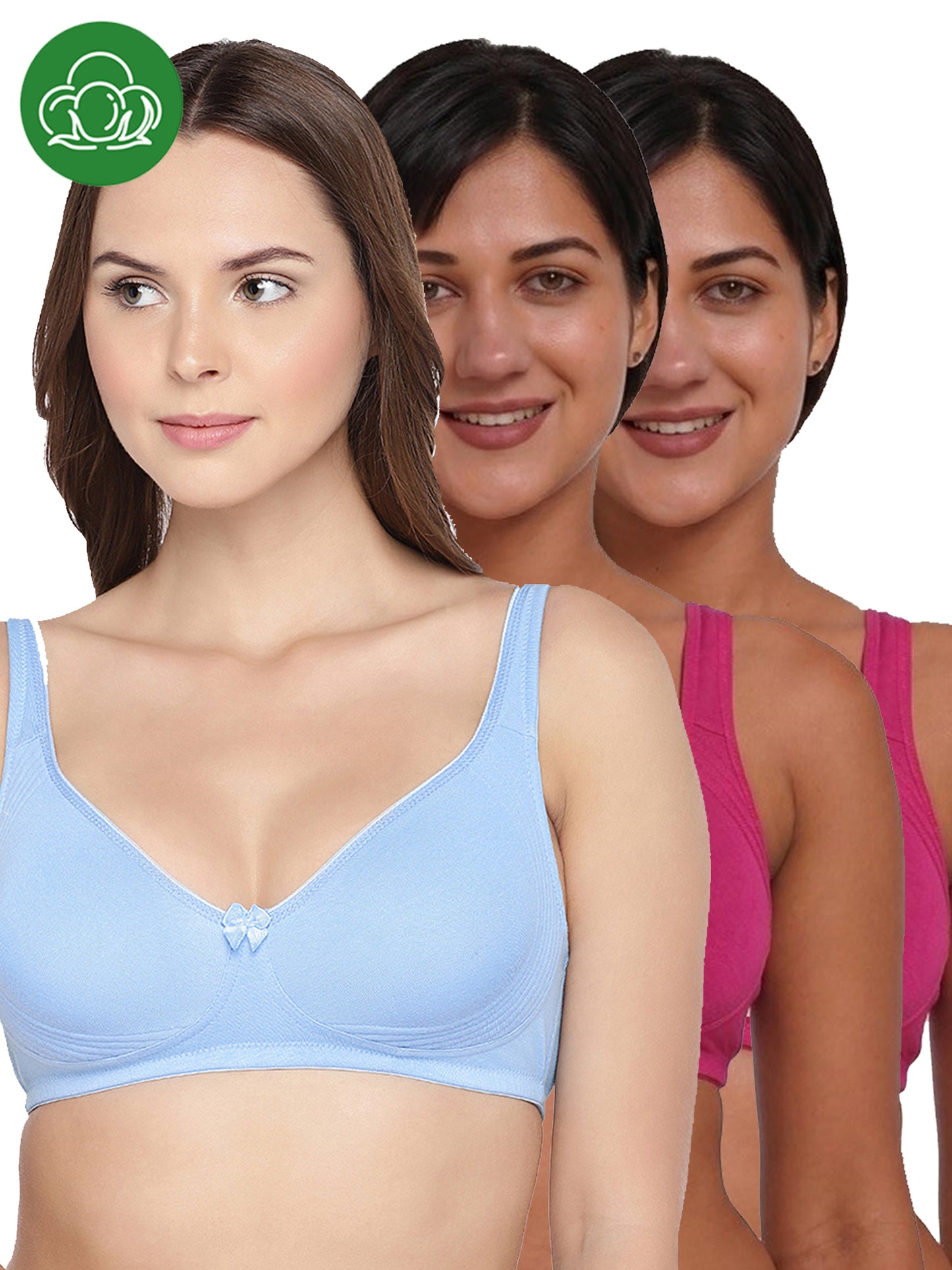 Inner Sense Women Bamboo Cotton Non-Wired Non Padded Bra-ISB057-Maroon_Maroon_Sky Blue