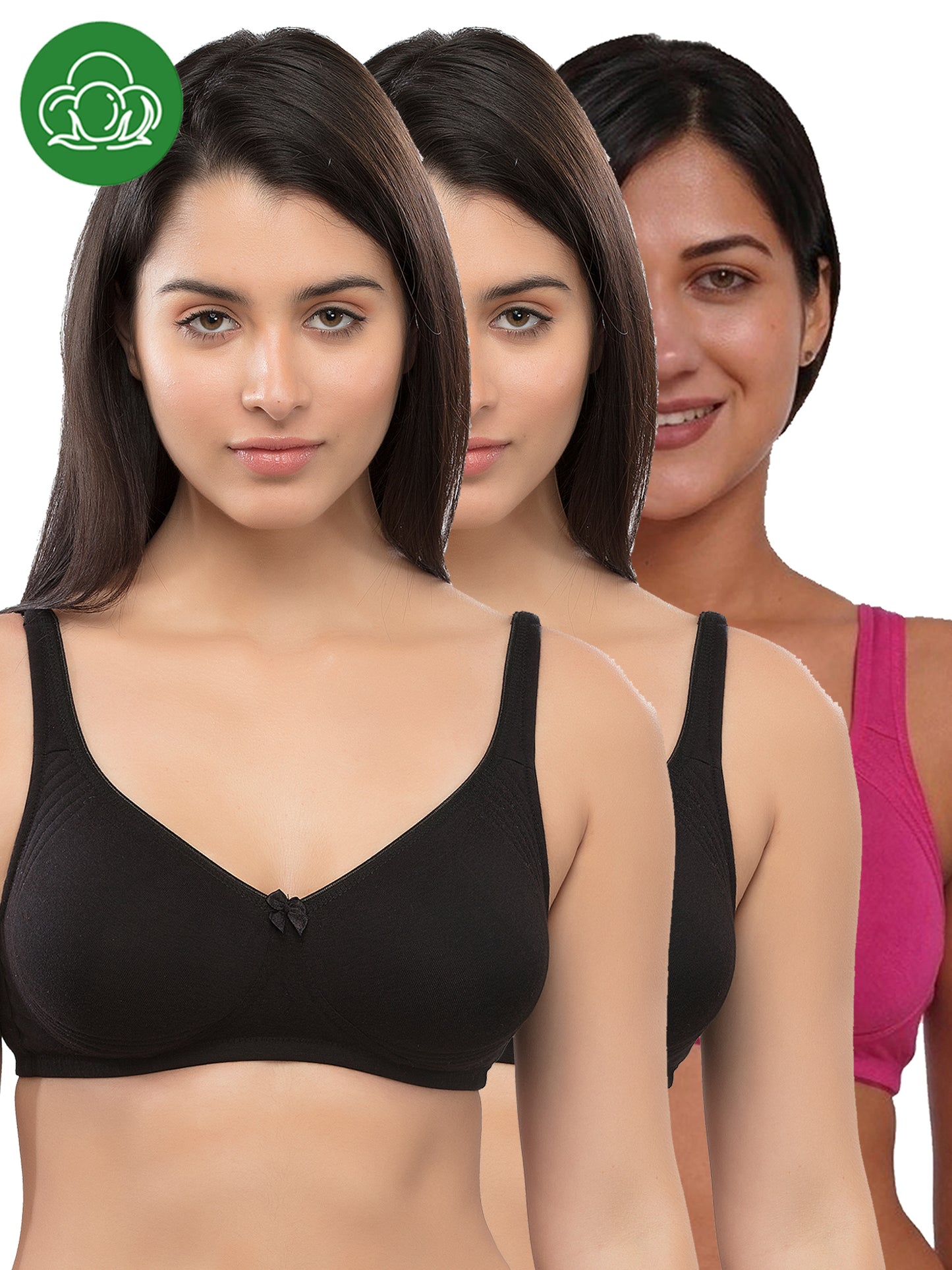 Inner Sense Women Bamboo Cotton Non-Wired Non Padded Bra-ISB057-Black_Black_Maroon