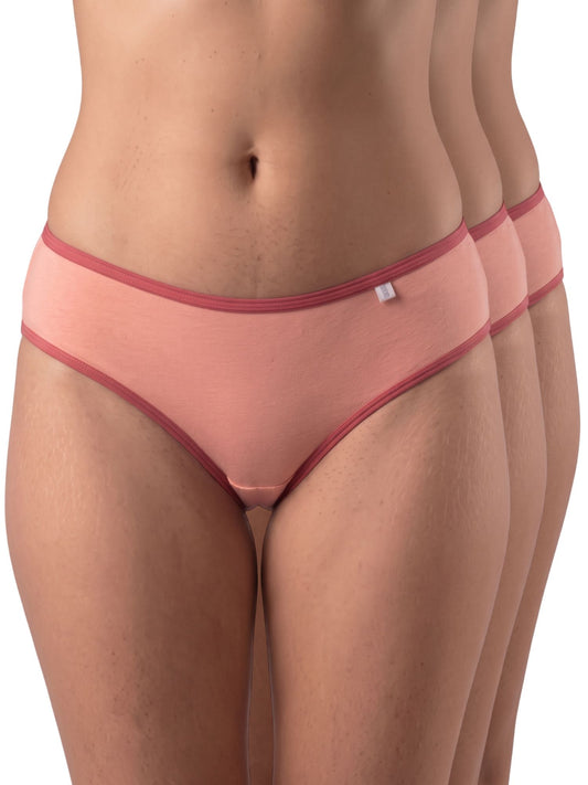 Inner Sense Women Bamboo Medium-Rise Pack of 3 Bikini Briefs-ISP040-3Peachy Pink