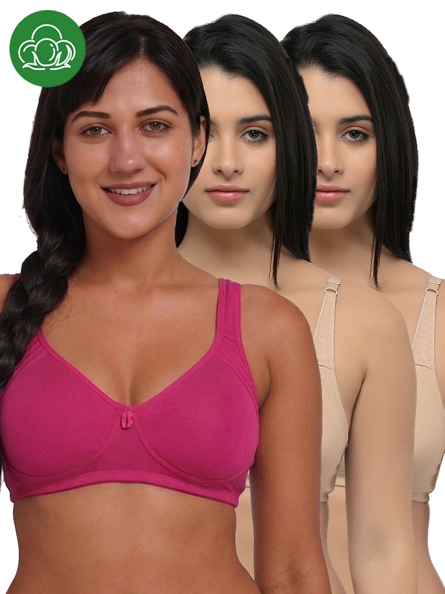 Inner Sense Women Bamboo Cotton Non-Wired Non Padded Bra-ISB057-Skin_Skin_Maroon