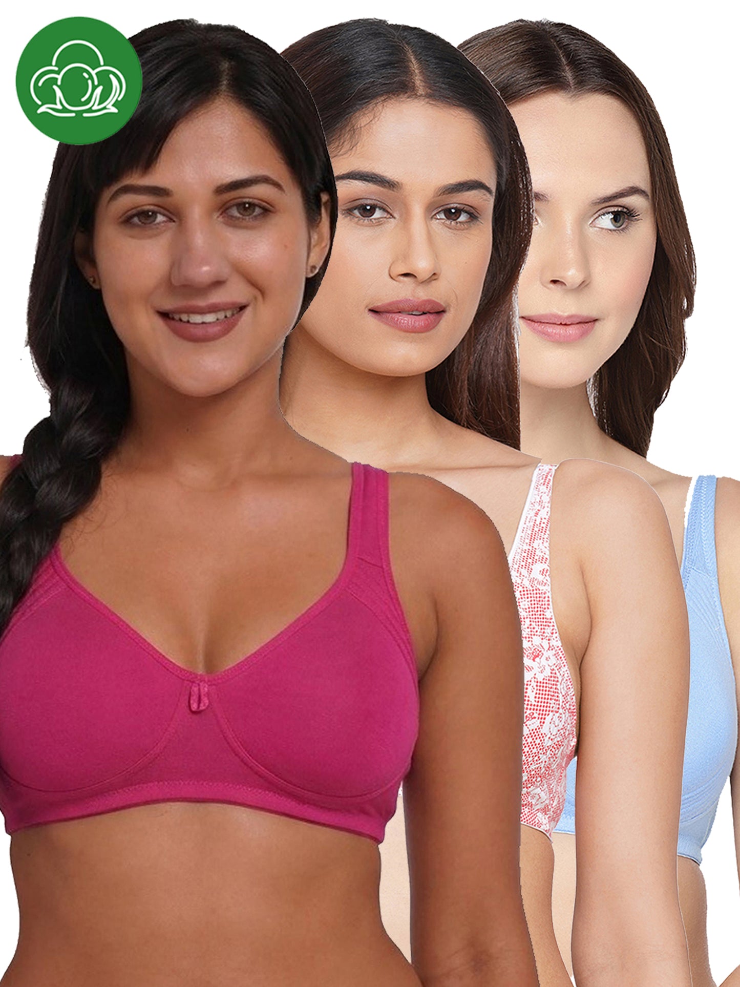 Inner Sense Women Bamboo Cotton Non-Wired Non Padded Bra-ISB057-Sky Blue_Pink Lace Print_Maroon