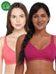 Inner Sense Women Bamboo Cotton Non-Wired Non Padded Bra-ISB057-Maroon_Bright Pink