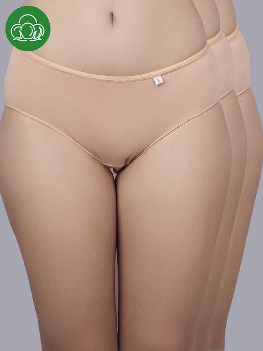 Inner Sense Women Bamboo Pack of 3 Hipster Briefs-ISPB203-3Skin