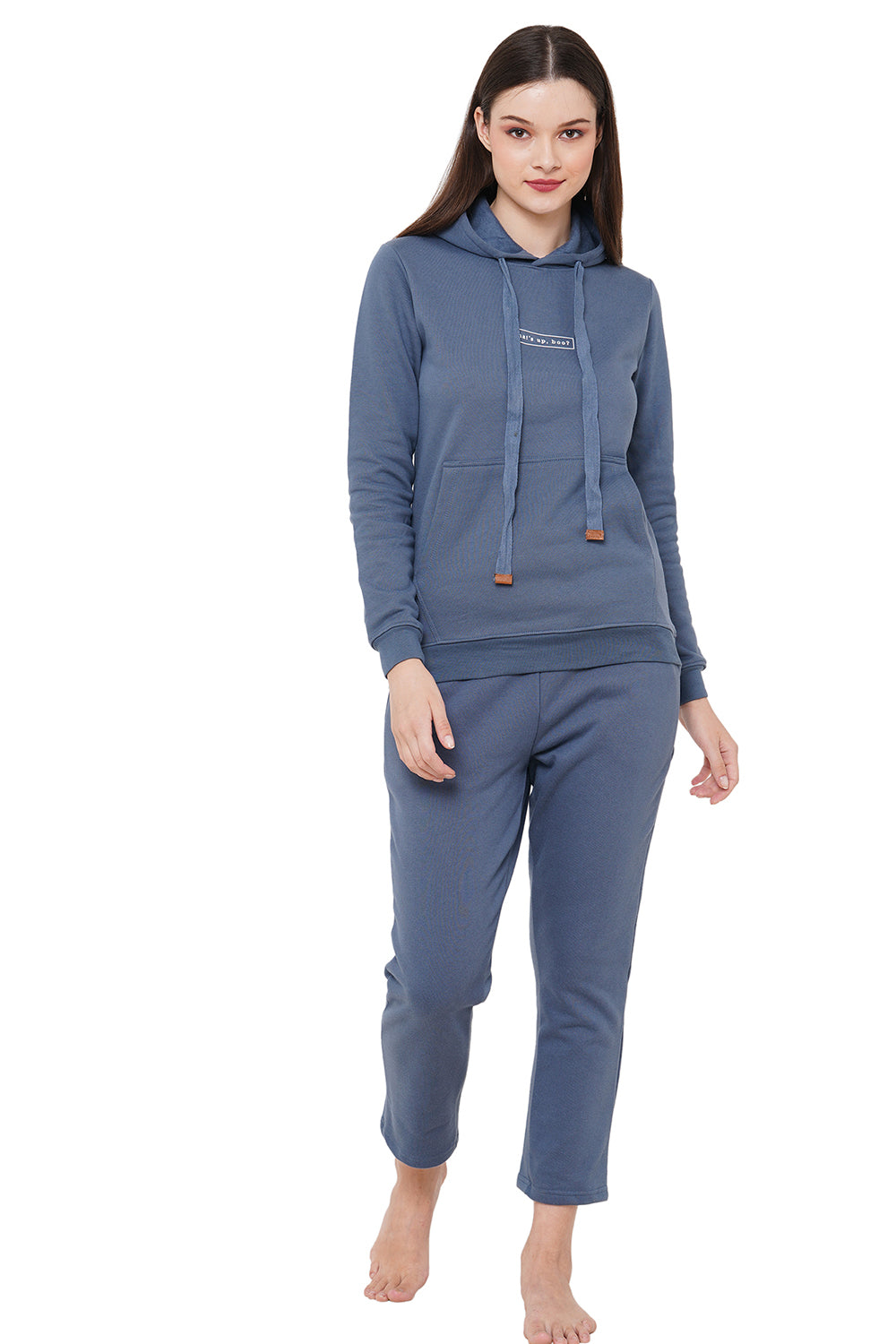 Organic Cotton Hoodie and pajama set-ISL037_40-Greyish Blue-