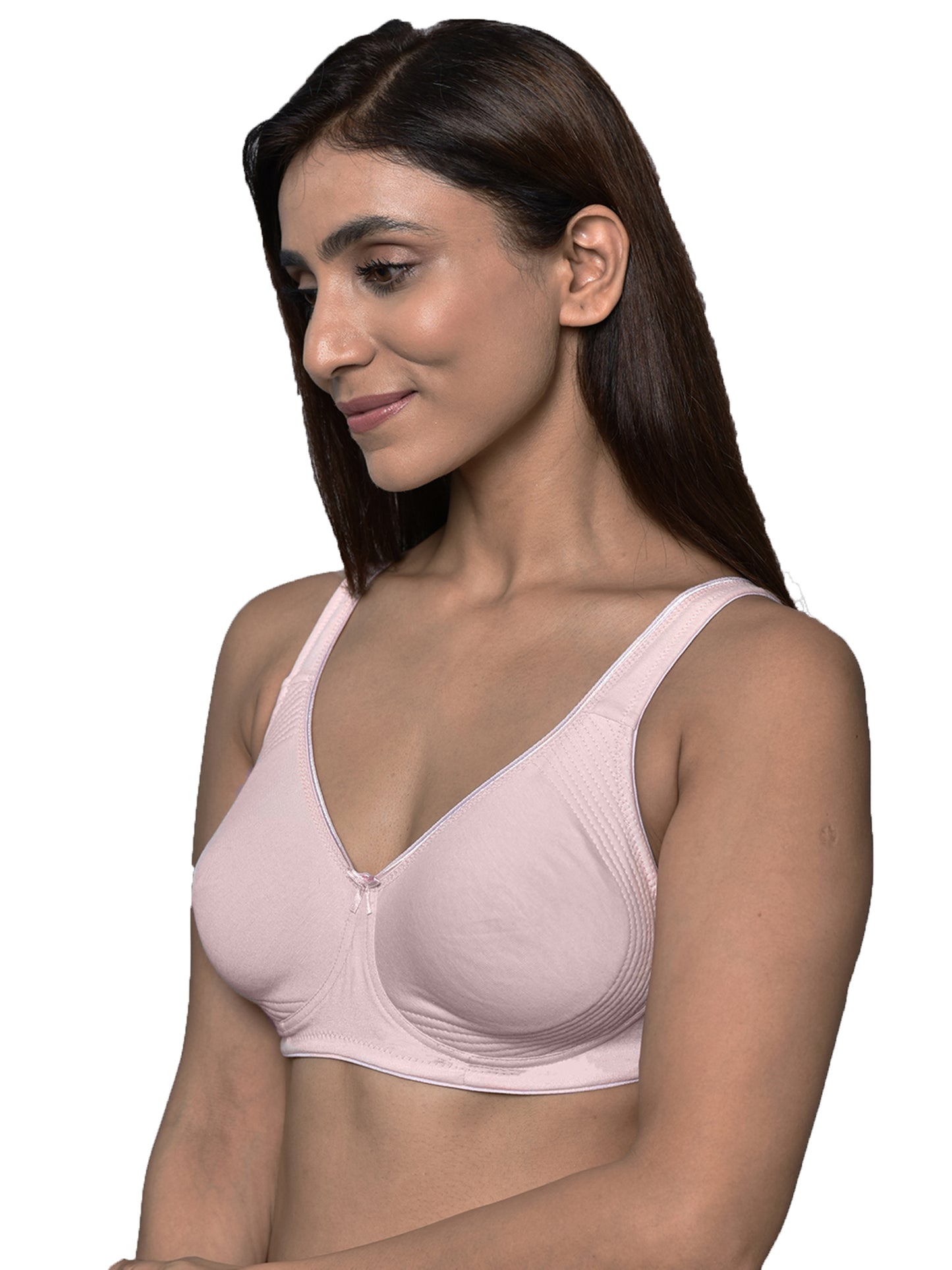 Inner Sense Women Bamboo Cotton Non-Wired Non Padded Bra-ISB057-SnorkalBlue_BabyPink