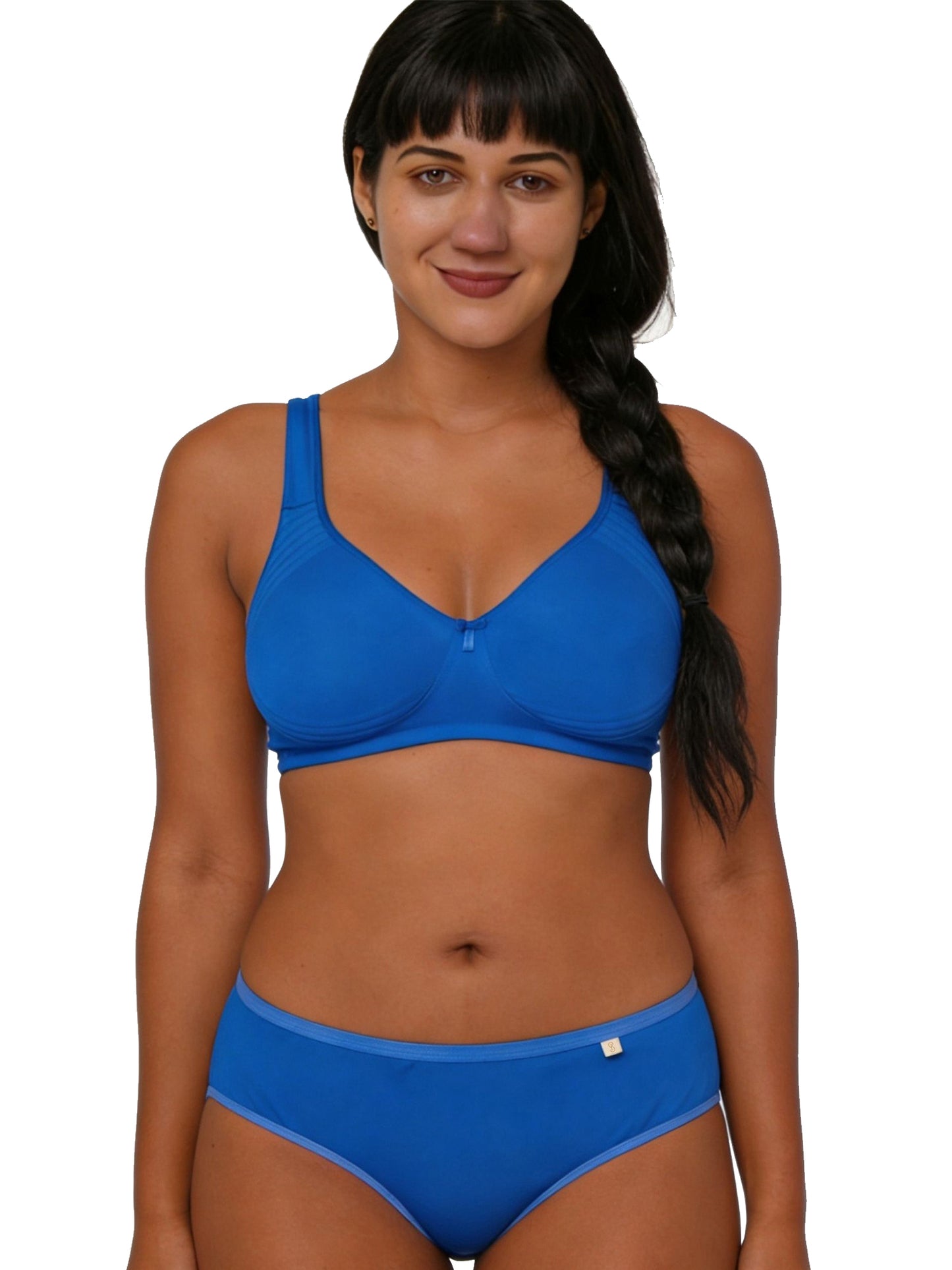 Inner Sense Women Bamboo Cotton Non-Wired Non Padded Bra-ISB057-SnorkalBlue_NavyBlue