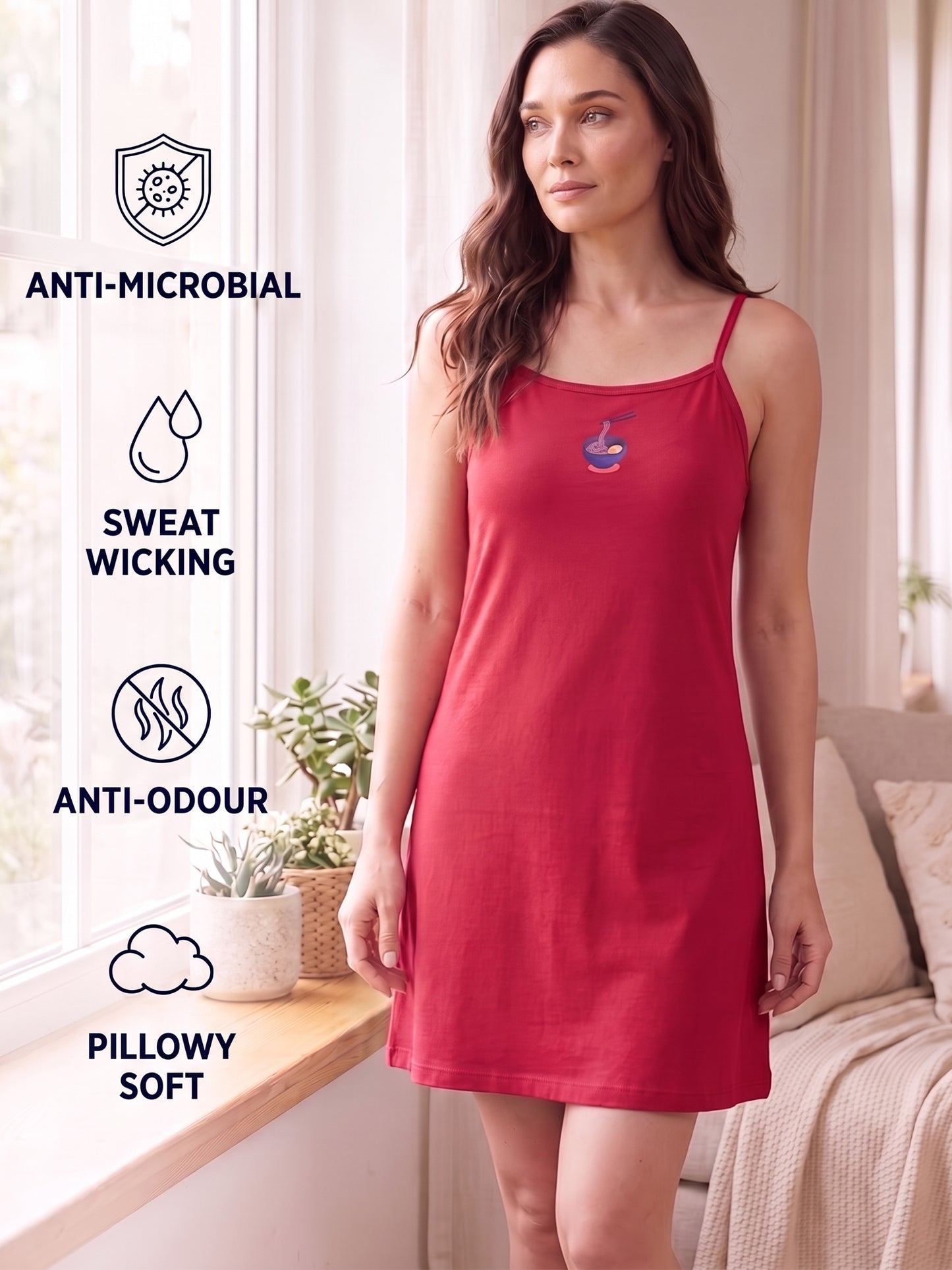 Inner Sense Bamboo Organic Cotton Nightdress- ISL074-Ramen