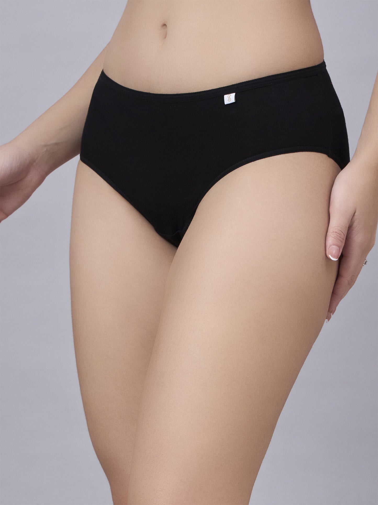 Inner Sense Women Bamboo Medium-Rise Bikini Briefs-ISPB201-Black