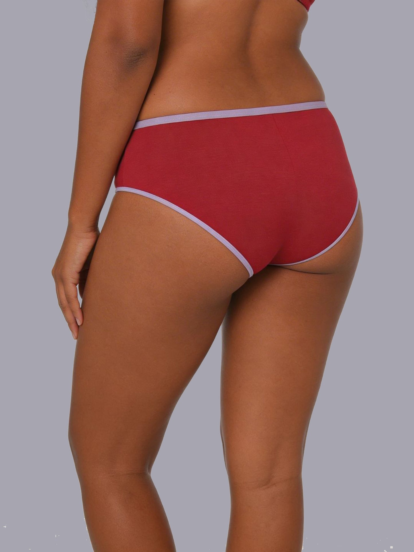 Women Bamboo Medium-Rise Bikini Briefs-ISPB202-Maroon_Maroon
