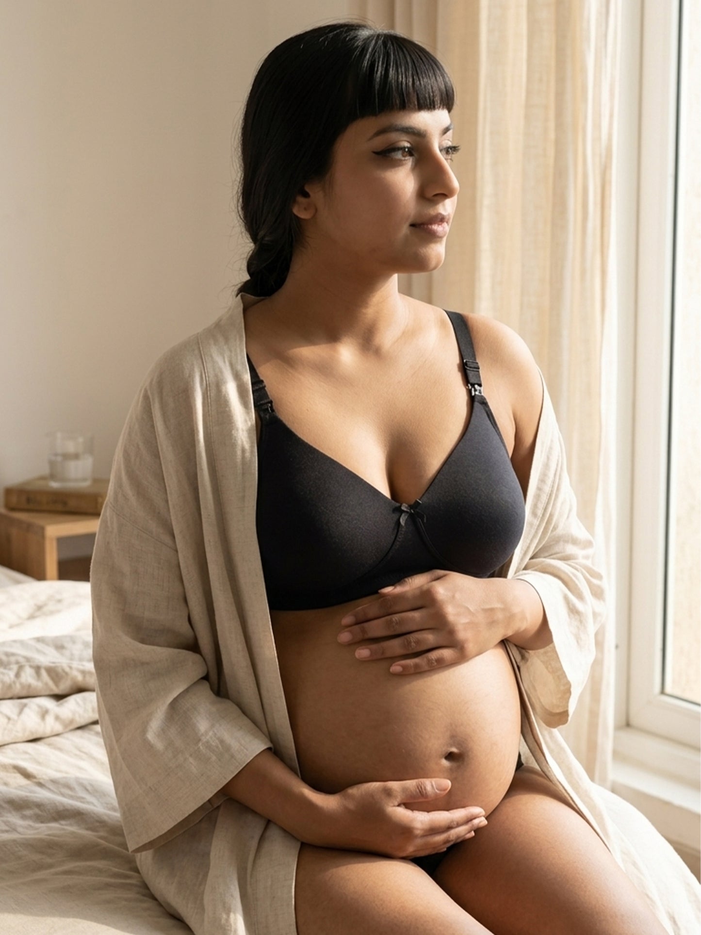 Organic Cotton Antimicrobial Padded Nonwired Feeding Bra-IMB009C