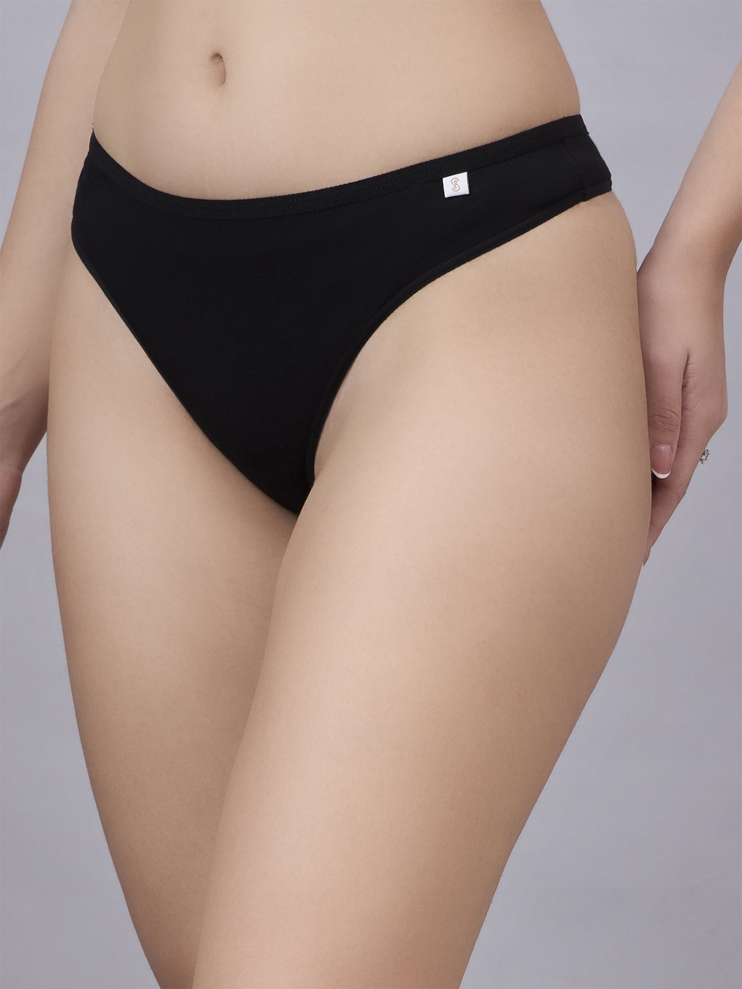 Inner Sense Women Bamboo Pack of 2 Thong Briefs-ISPB205-Skin_Black