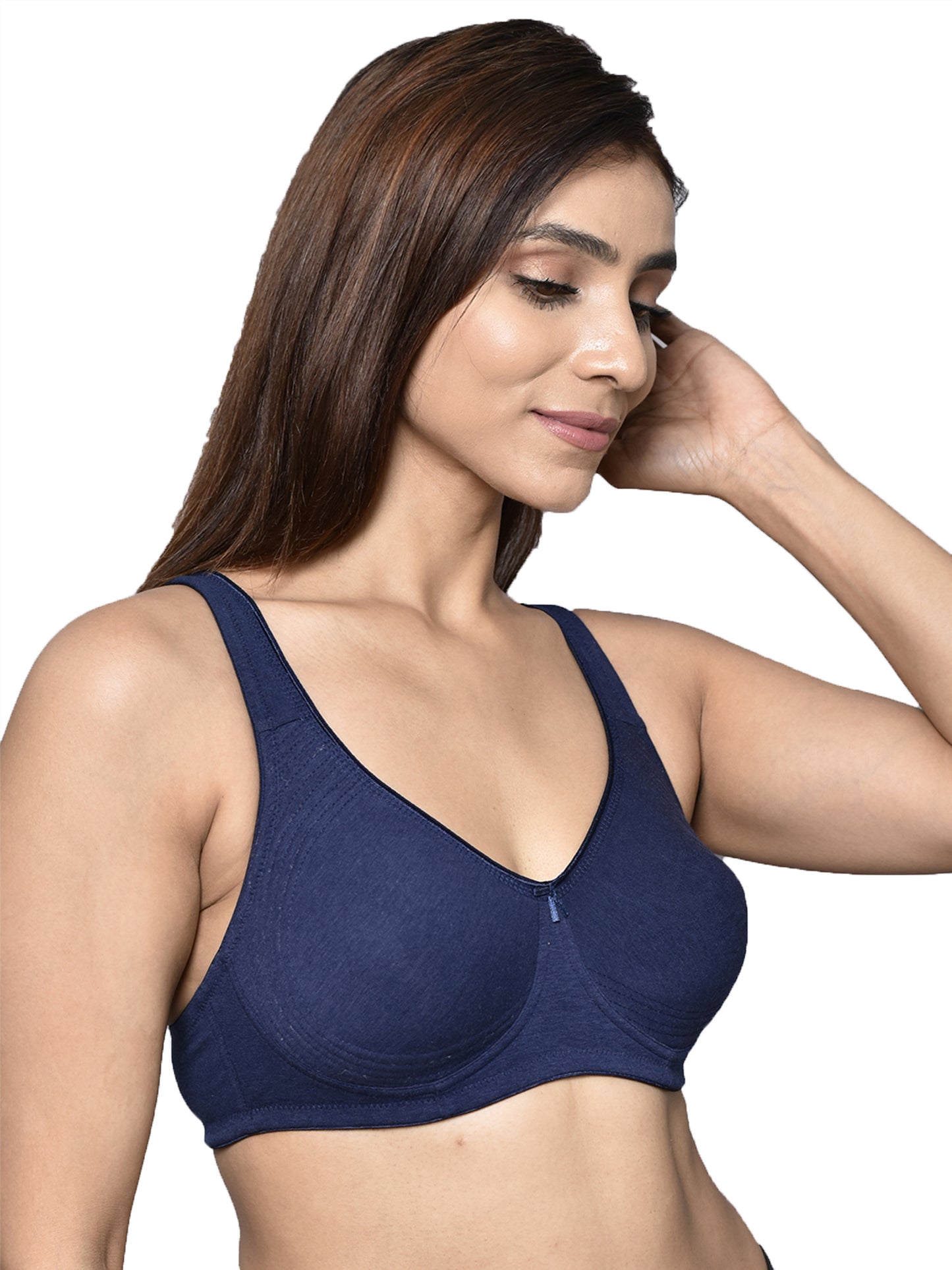 Inner Sense Women Bamboo Cotton Non-Wired Non Padded Bra-ISB057-SnorkalBlue_NavyBlue