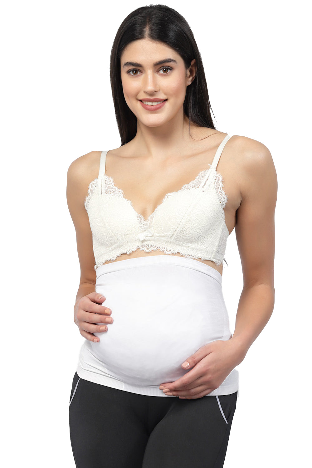 Bamboo Fiber Seamless Side Maternity Belly Band-ISMB001-Bright White-