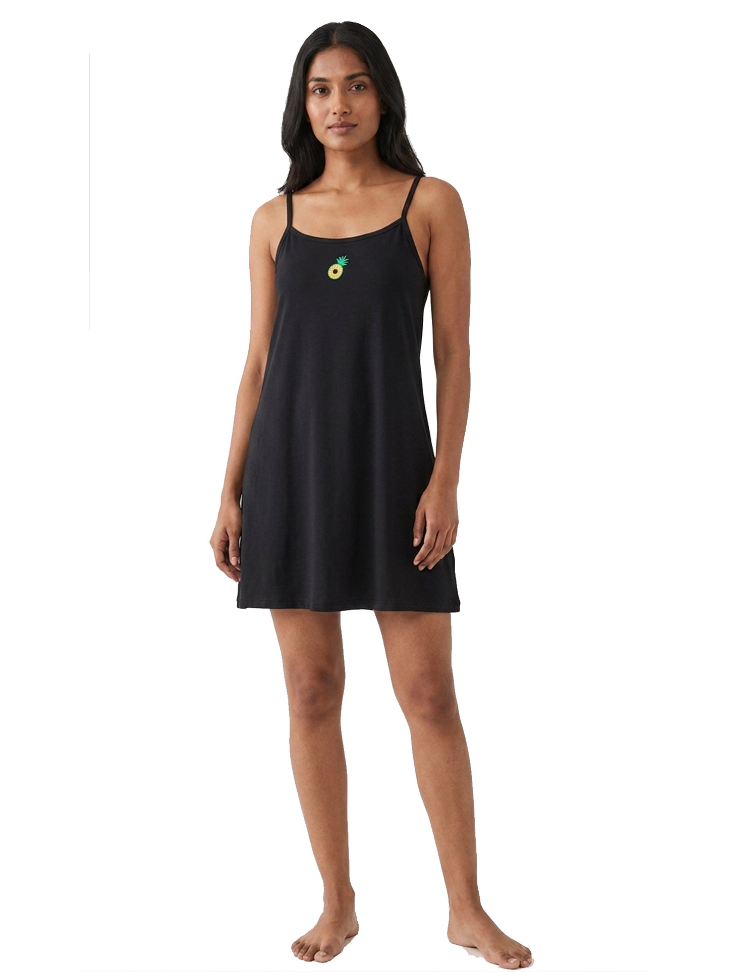Inner Sense Bamboo Organic Cotton Nightdress-ISL070-Black Pineapple
