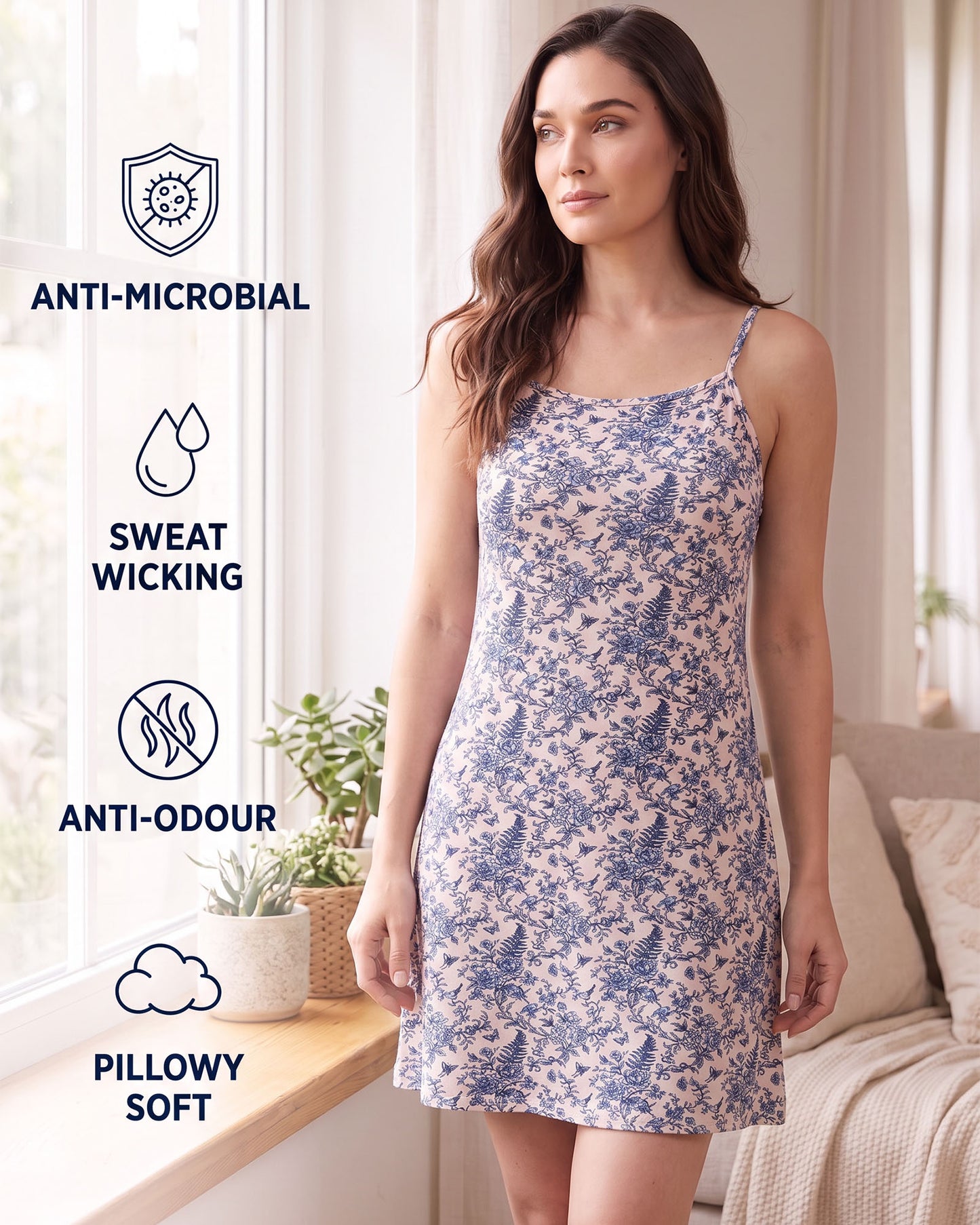 Inner Sense Organic Cotton Nightdress-ISL073-Toile