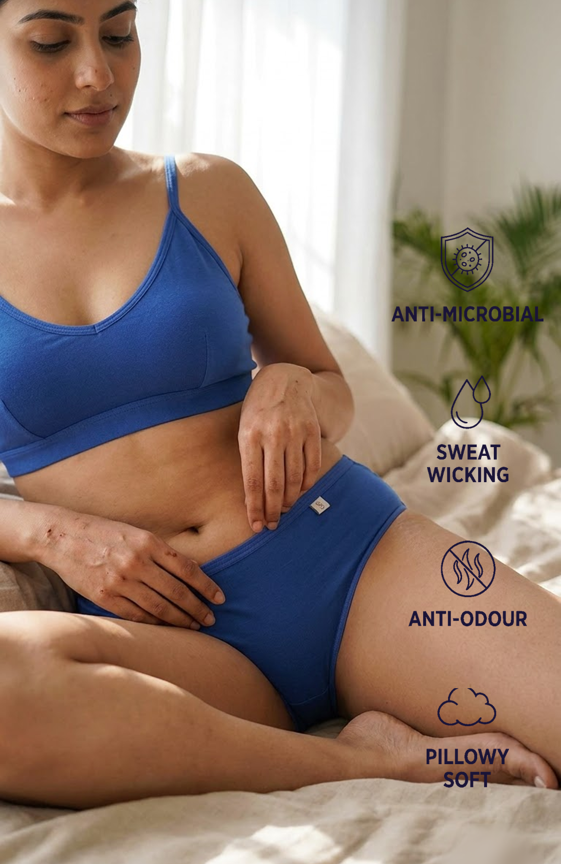 Inner Sense Women Bamboo Medium-Rise Bikini Briefs-ISP039-Snokal Blue