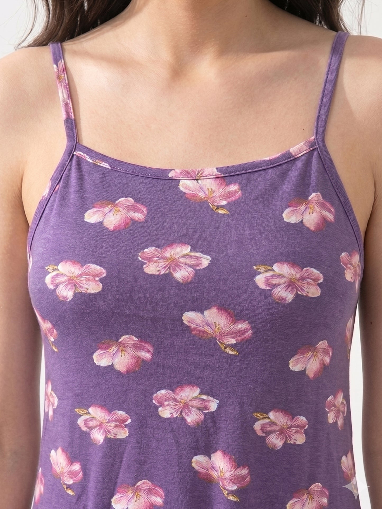 Inner Sense Bamboo Organic Cotton Nightdress-ISL068-Purple Flower