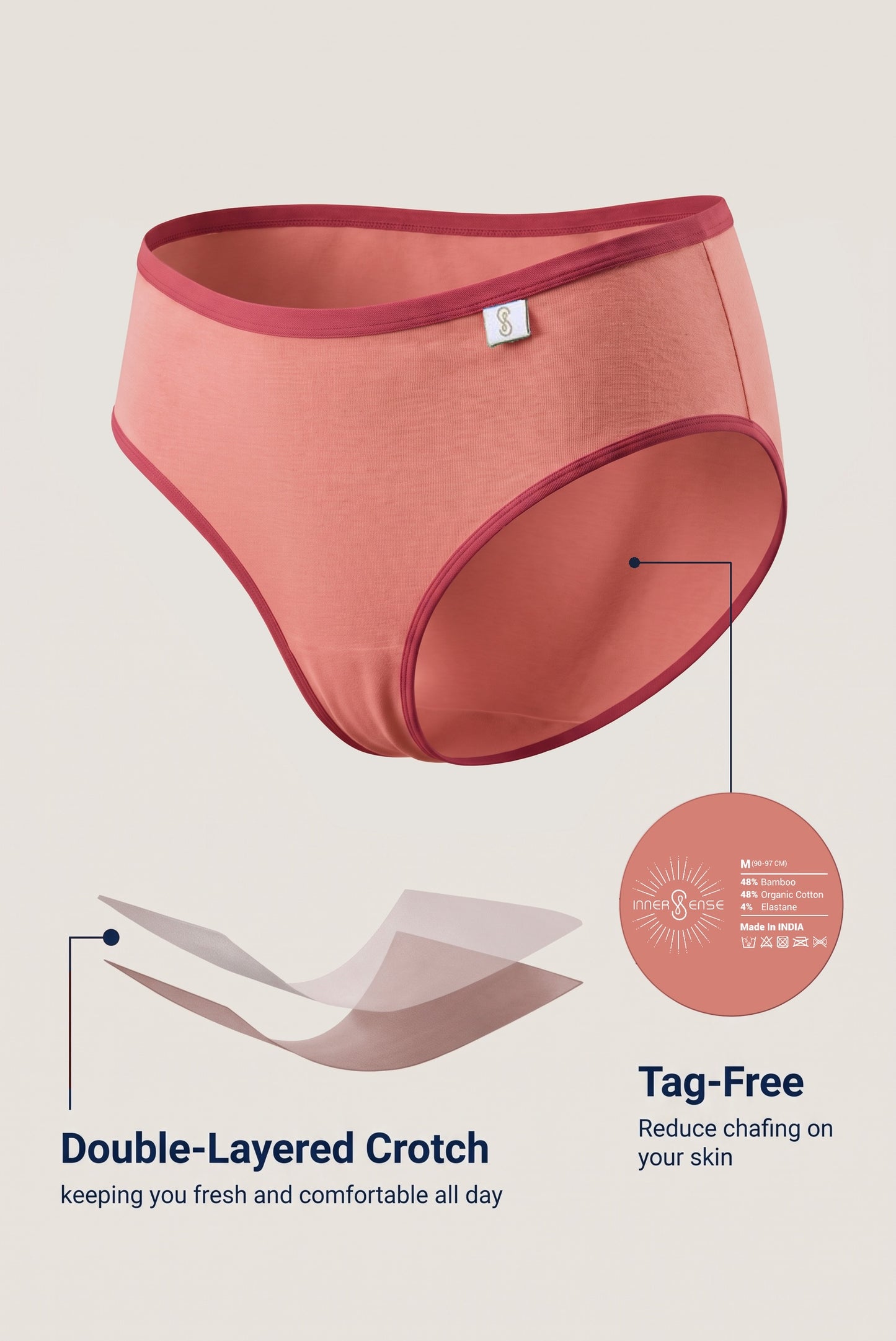 Inner Sense Women Bamboo Medium-Rise Pack of 3 Bikini Briefs-ISP040-PeachyPink_PeachyPink_Pointsetia