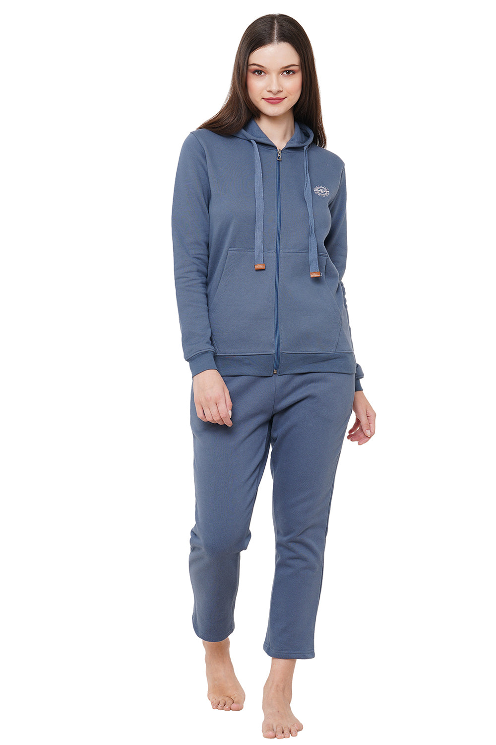 Organic Cotton Hoodie and pajama set-ISL038_40-Greyish Blue-