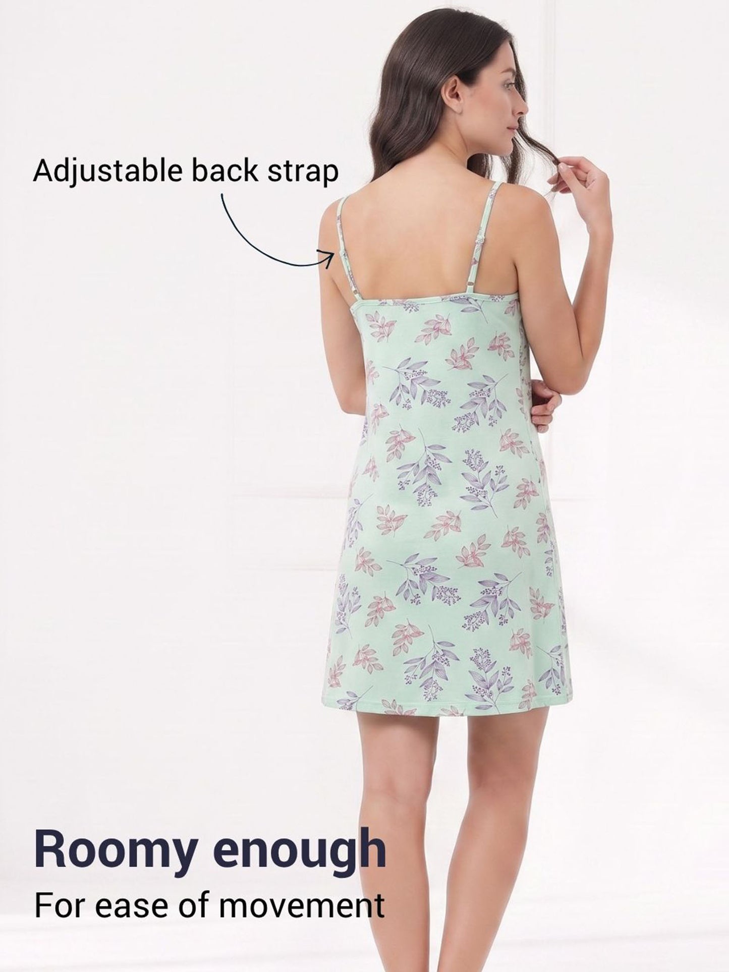 Inner Sense Bamboo Organic Cotton Nightdress-ISL071-Leafy