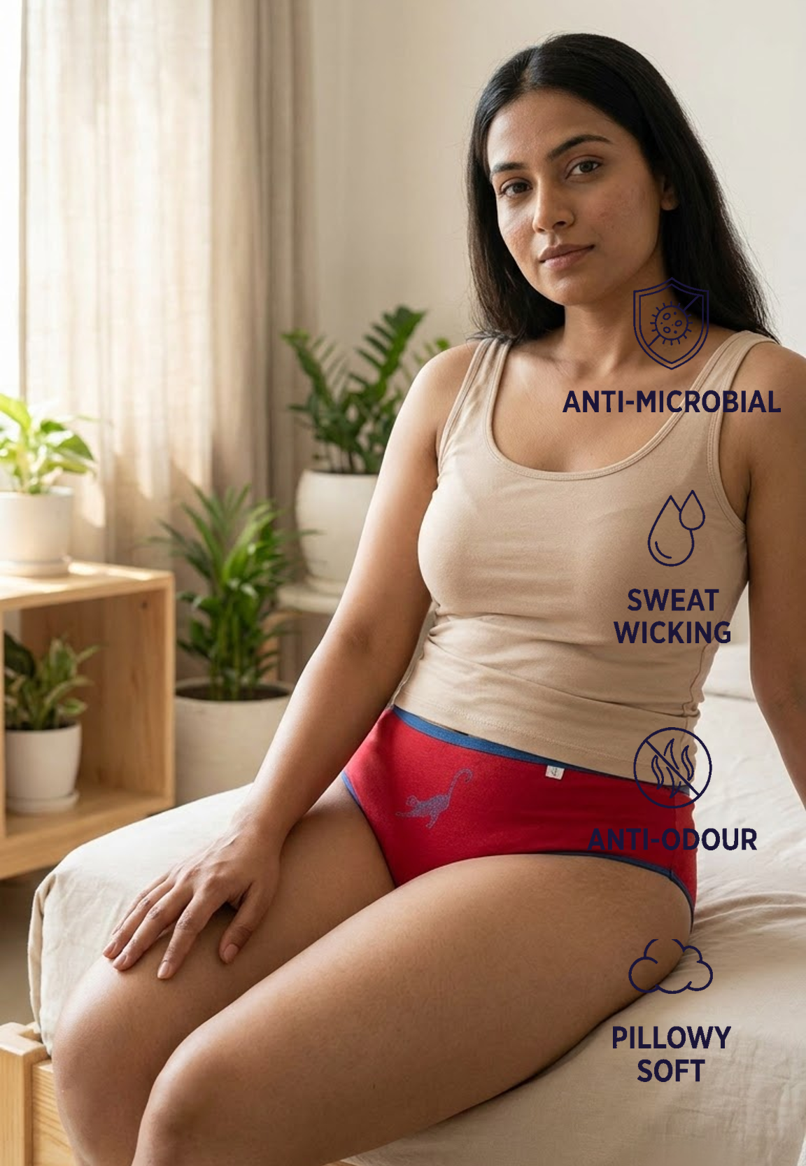 Inner Sense Women Bamboo Medium-Rise Pack of 3 Bikini Briefs-ISP040-3Pointsetia