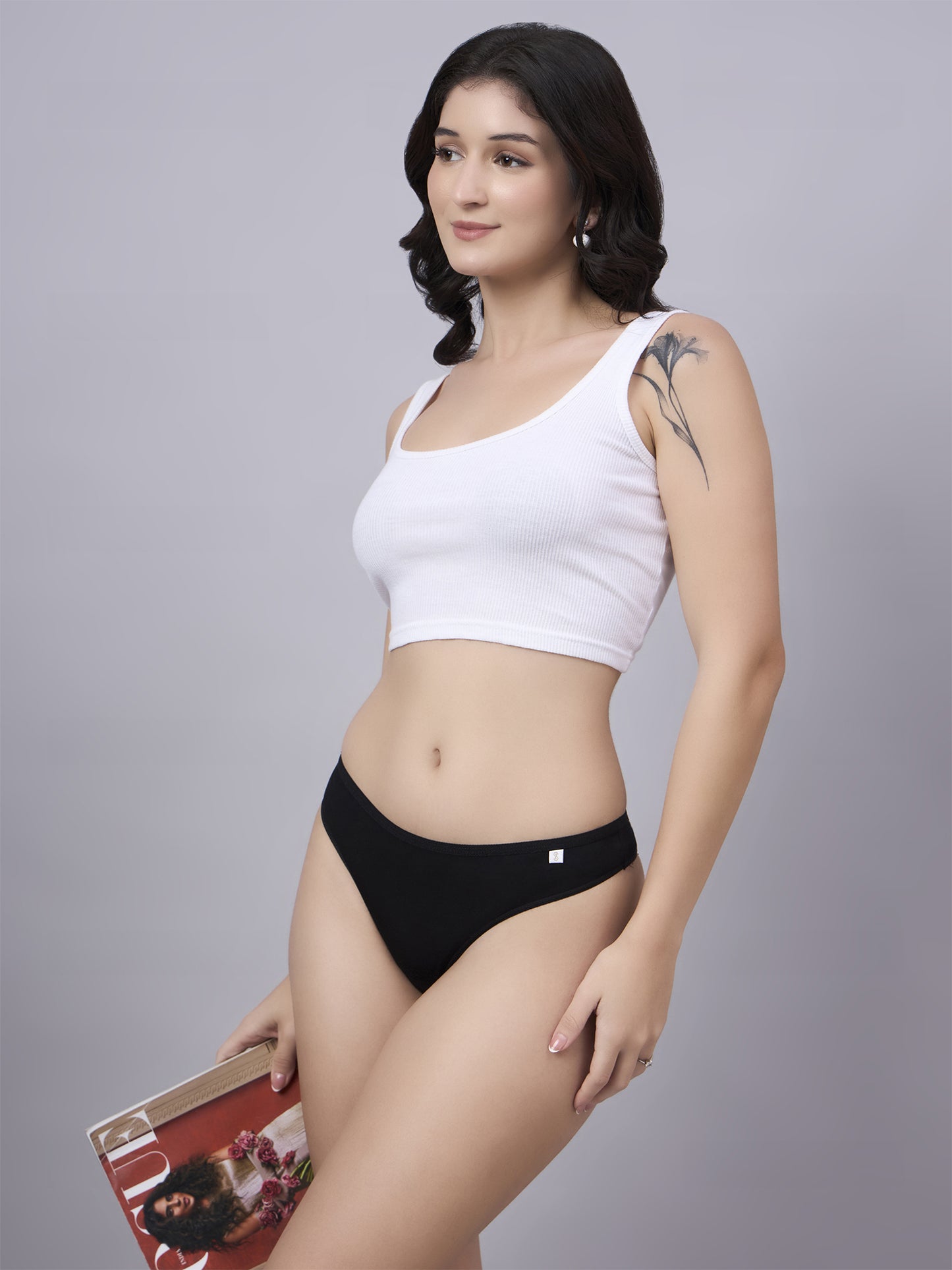 Inner Sense Women Bamboo Pack of 2 Thong Briefs-ISPB205-Skin_Black