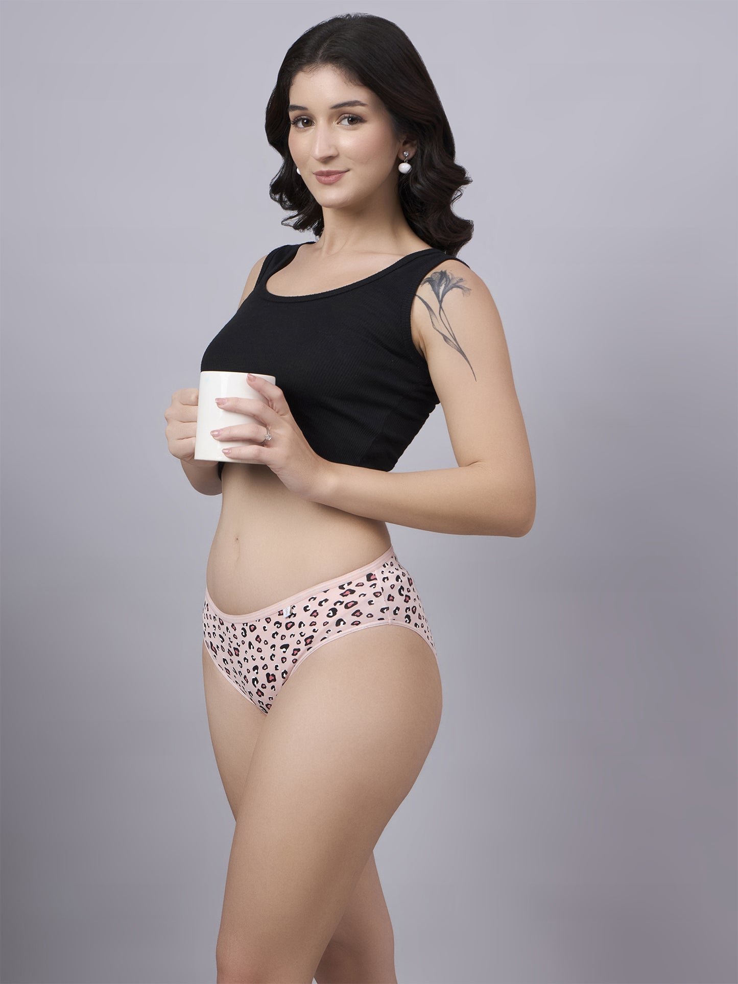 Inner Sense Women Bamboo Medium-Rise Bikini Briefs-ISPB201-Pink cheetah