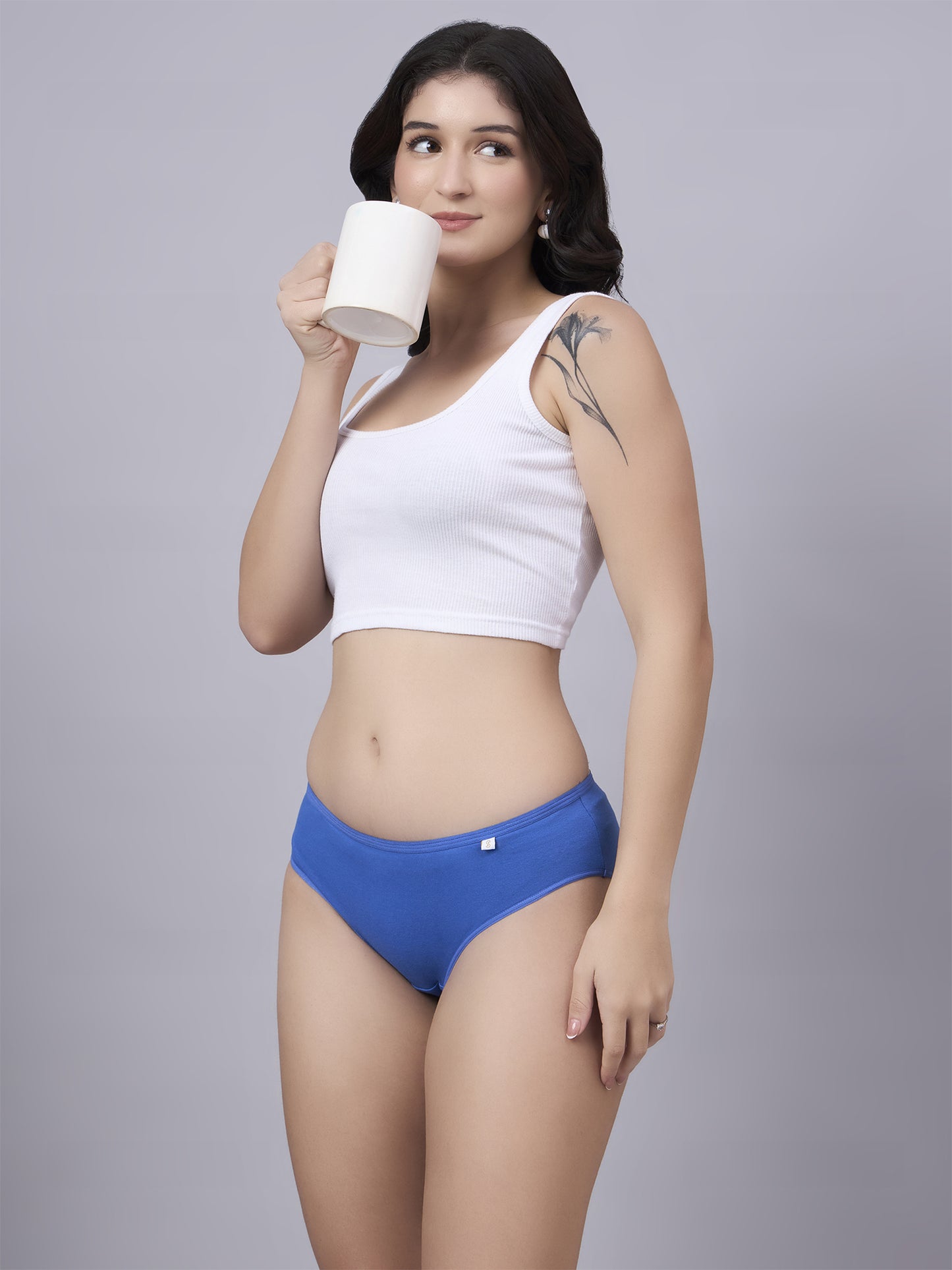 Inner Sense Women Bamboo Medium-Rise Bikini Briefs-ISP039-Snokal Blue