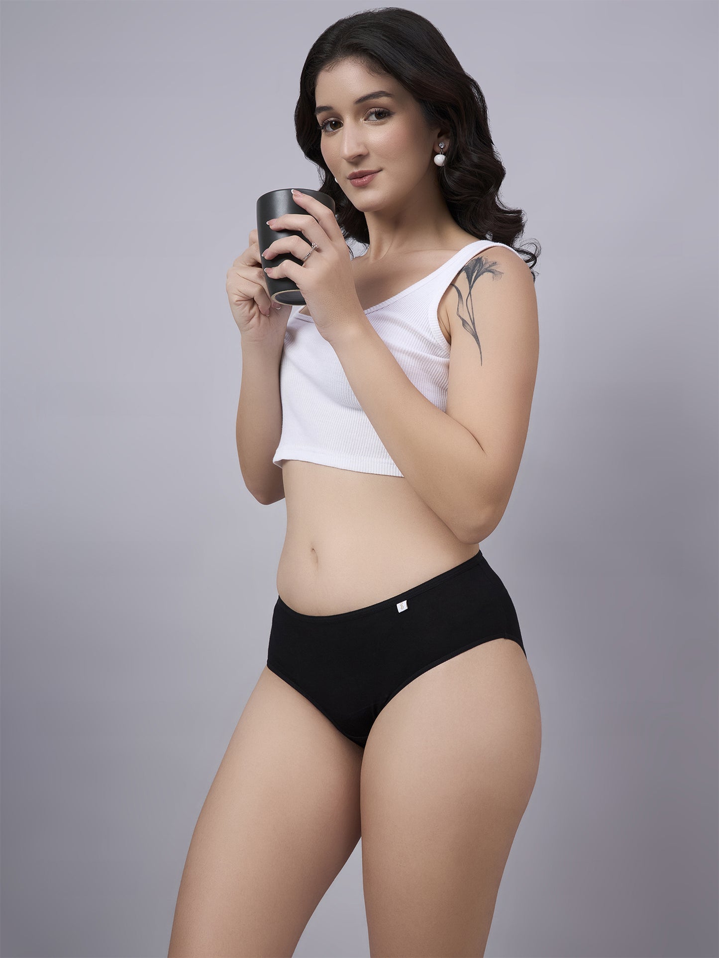 Inner Sense Women Bamboo Medium-Rise Bikini Briefs-ISPB201-Black