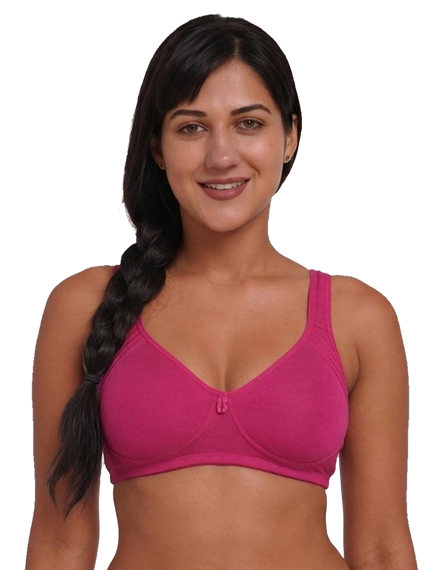 Inner Sense Women Bamboo Cotton Non-Wired Non Padded Bra-ISB057-Bright Pink_Bright Pink_Maroon