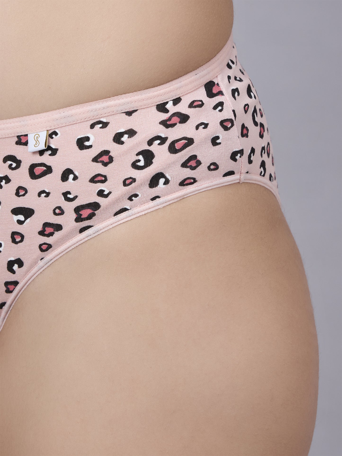 Inner Sense Women Bamboo Medium-Rise Bikini Briefs-ISPB201-Pink cheetah