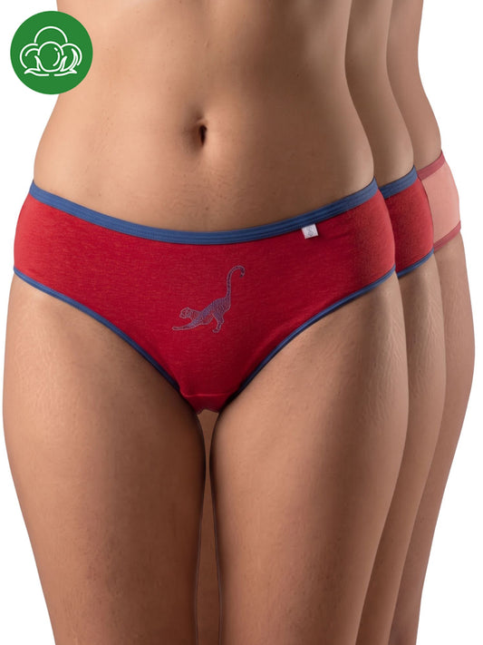 Inner Sense Women Bamboo Medium-Rise Pack of 3 Bikini Briefs-ISP040-Pointsetia_Pointsetia_PeachyPink