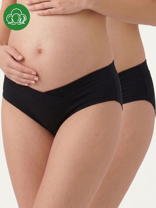 Organic Cotton Antimicrobial Maternity Panty (Pack Of 2)-IMP102-Black_Black-