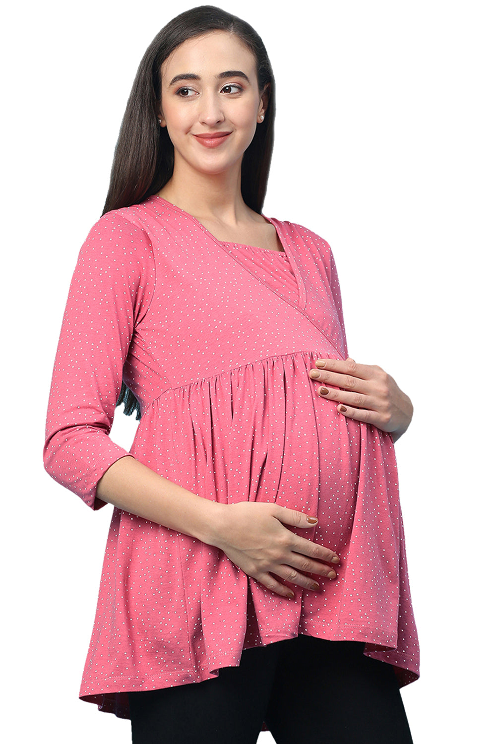 Organic Healthy Full Sleeves Maternity Top_ISML007-Desert Rose