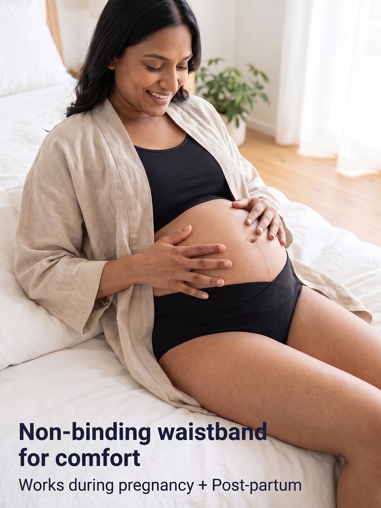 Organic Cotton Antimicrobial Maternity Panty-IMP102-Black-