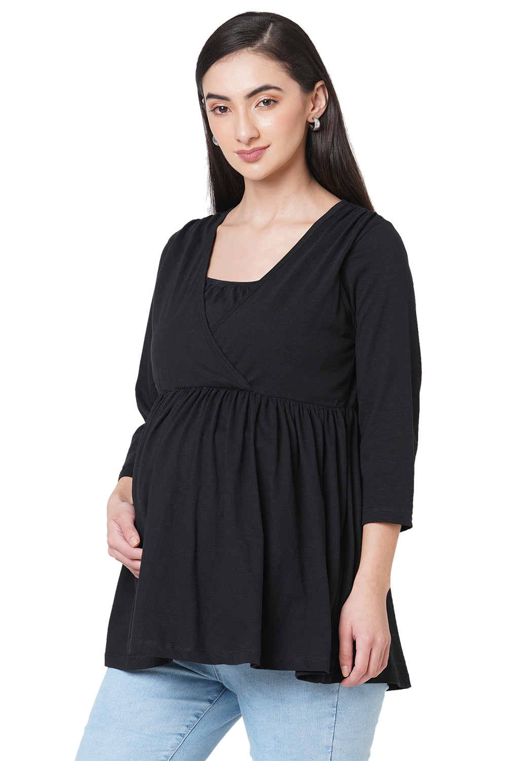 Organic Healthy Full Sleeves Maternity Top_ISML006-Anthracite