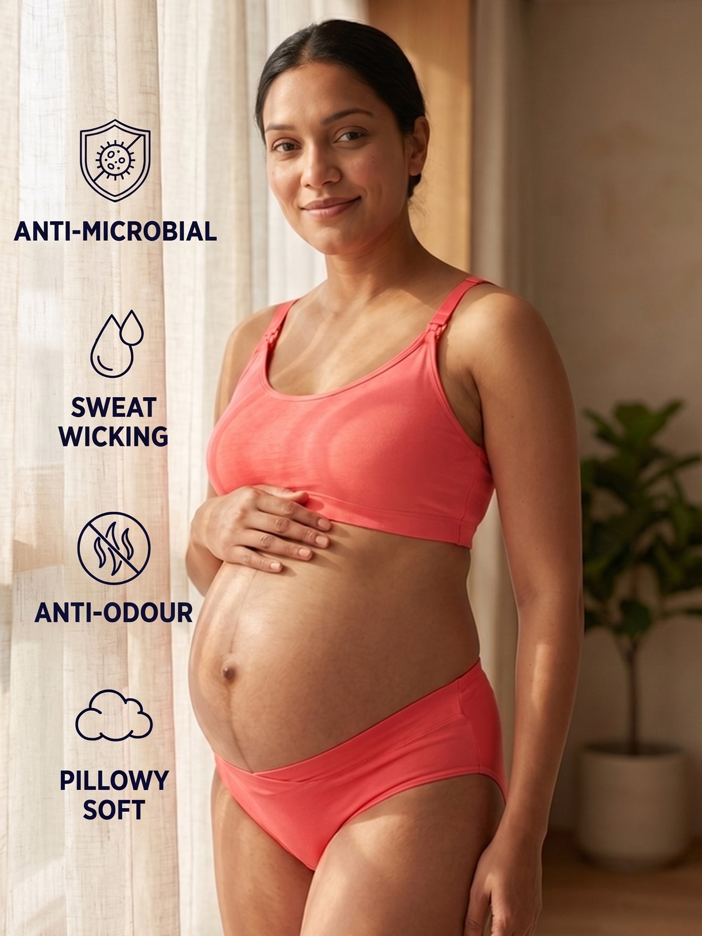 Organic Cotton Antimicrobial Maternity Panty-IMP102-Bright Pink-