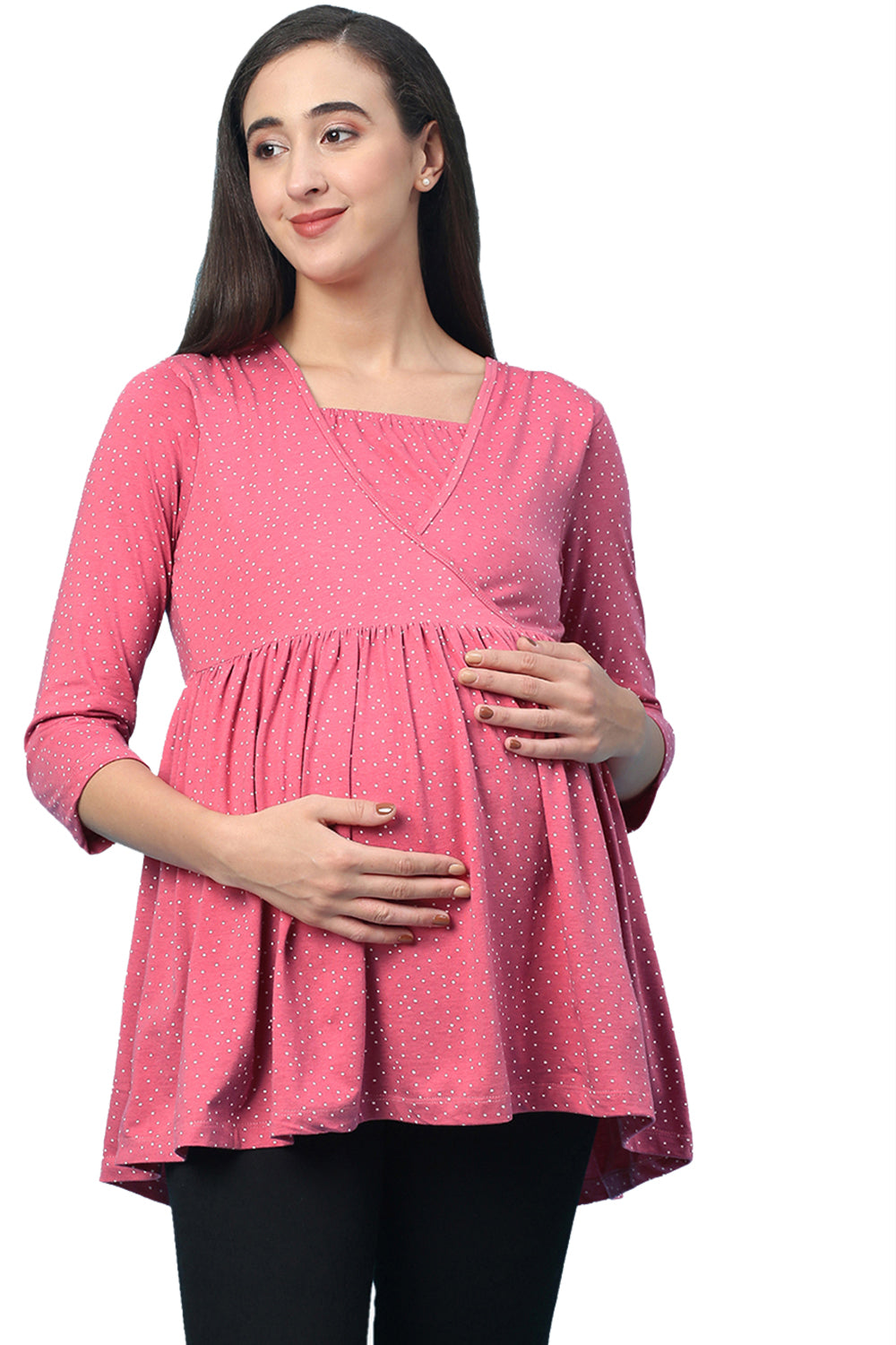 Organic Healthy Full Sleeves Maternity Top_ISML007-Desert Rose