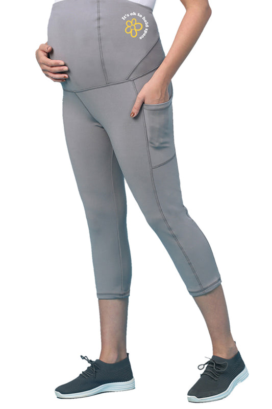 Recycled Fibre Maternity Mid-Calf Tights_ISML011-Steel Gray