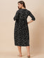 Organic Cotton Full Length Maternity Dress with 3/4th sleeves ISML021-Black line art