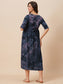 Organic Cotton Long Length Maternity Dress with 3/4th sleeves ISML023-Grunge Flowerburst-