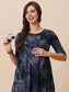 Organic Cotton Long Length Maternity Dress with 3/4th sleeves ISML023-Grunge Flowerburst-