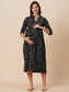 Organic Cotton Full Length Maternity Dress with 3/4th sleeves ISML021-Black line art