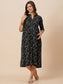 Organic Cotton Full Length Maternity Dress with 3/4th sleeves ISML021-Black line art